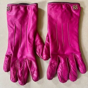 Coach Fuchsia Leather and Cashmere Gloves